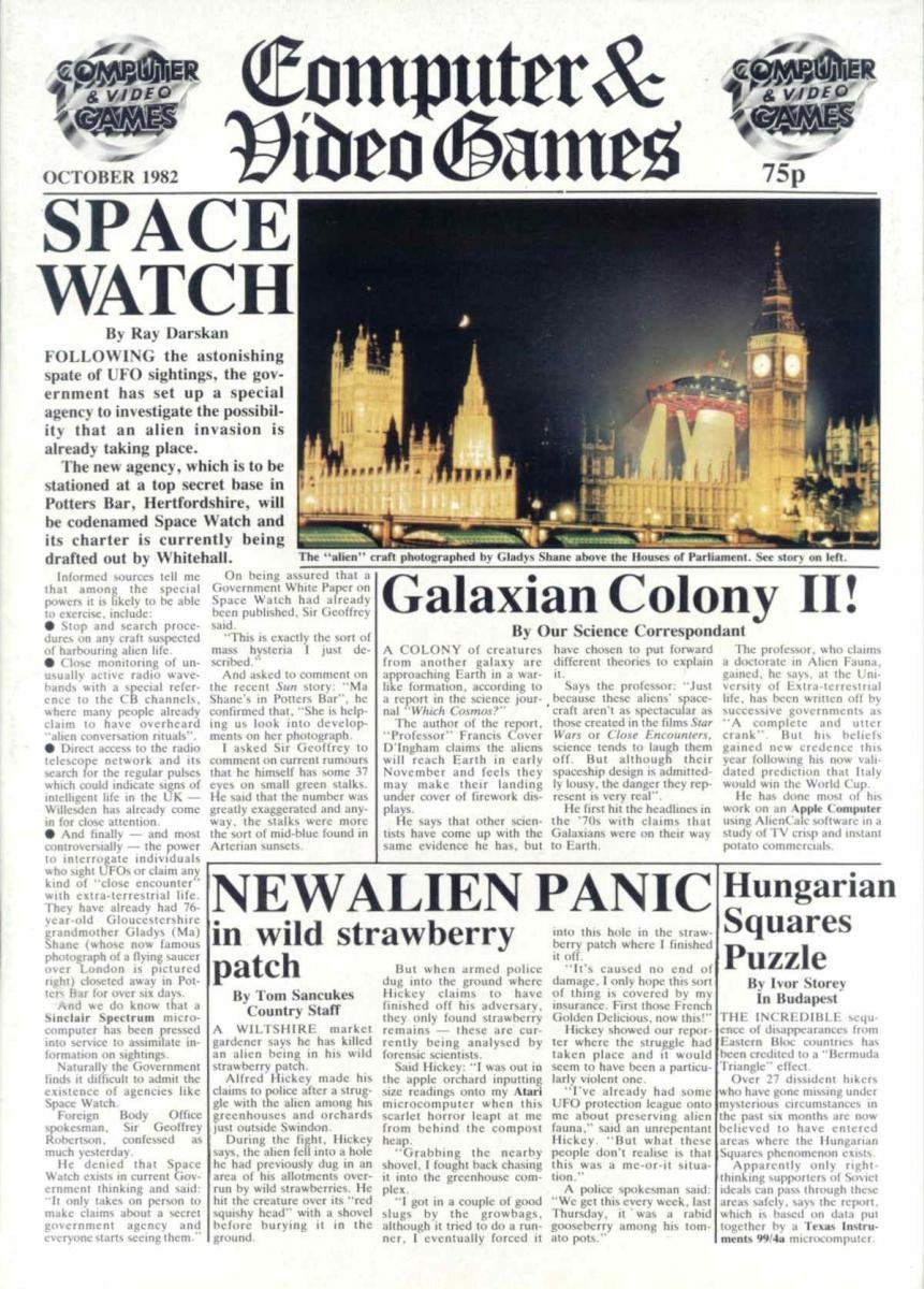 Reconstructed cover image for Computer and Video Games, October 1982.